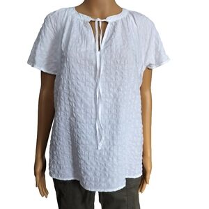Style & Co. Bright White Flutter Sleeve Blouse with Tie Front Size S NWT